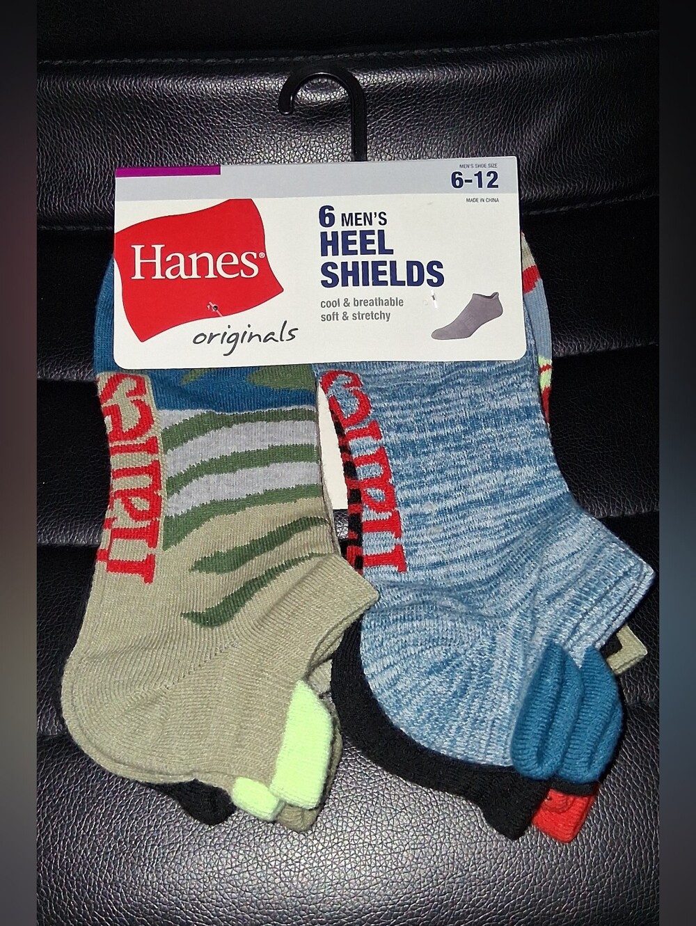 Hanes Originals Men's Heel Shield Socks, Moisture Wicking, 6-Pairs Nephrite Gree